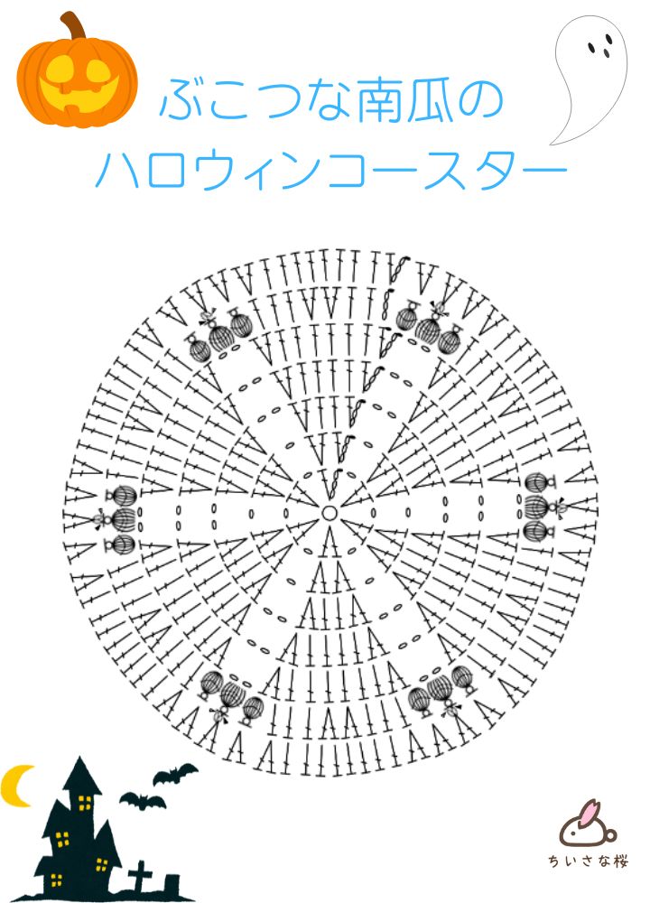 【かぎ針編み】ハロウィンに☆かぼちゃのコースターの編み方（編み図で解説）