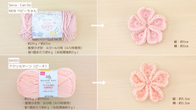 桜のフラワーブランケット　桜の毛糸