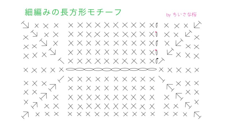 細編み長方形の編み図（色分けなし）